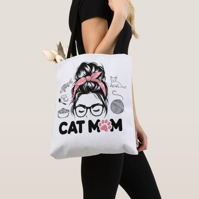 "Cat Mom" Funny Cute Cat Lover Women Tygkasse (Närbild)