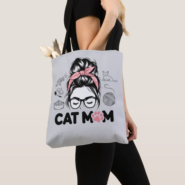 "Cat Mom" Funny Cute Cat Lover Women Tygkasse (Närbild)