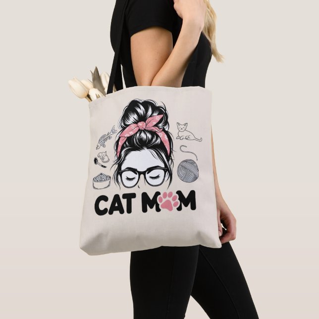 "Cat Mom" Funny Cute Cat Lover Women Tygkasse (Närbild)