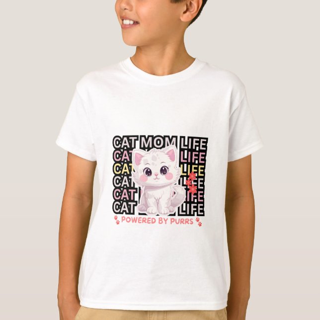 Cat Mom Life funny T Shirt (Framsida)