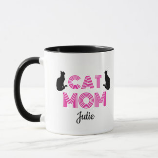 Cat Mom Mug Personalized with Cat Silhouettes Mugg