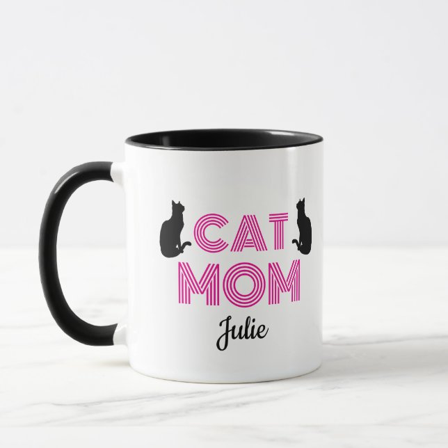Cat Mom Mug Personalized with Cat Silhouettes Mugg (Vänster)