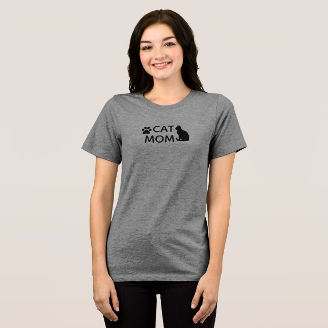 CAT MOM Paw Print T-Shirt | Women's Heather Grey (Framsida Full)