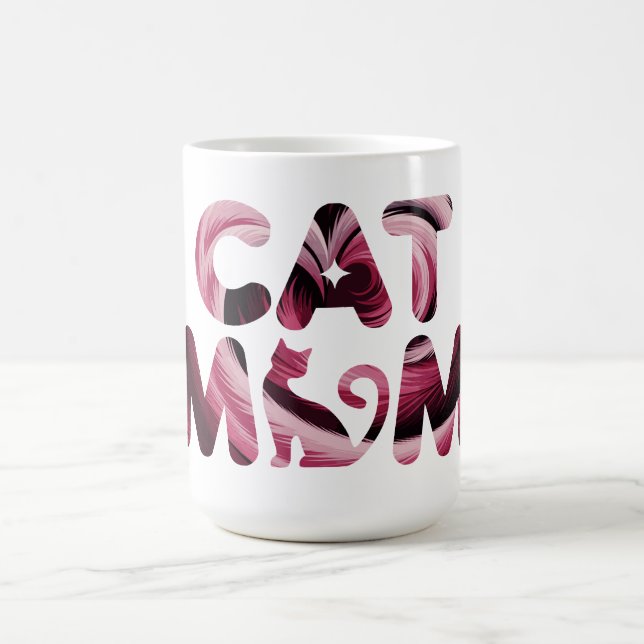 Cat Mom Pink Abstract Art Mug Kaffemugg (Center)