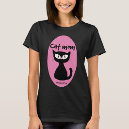 CAT MOM Söt Rosa och Svart Katt T Shirt