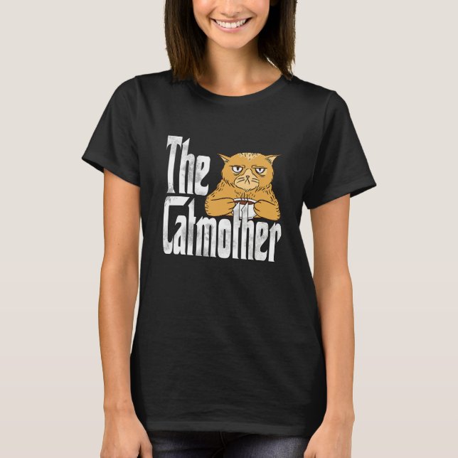 Cat Mom The Catmother Crazy Coffee Cat Mother Kitt T Shirt (Framsida)