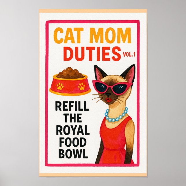 Cat Mom to do list funny Home Deco  Poster (Framsidan)