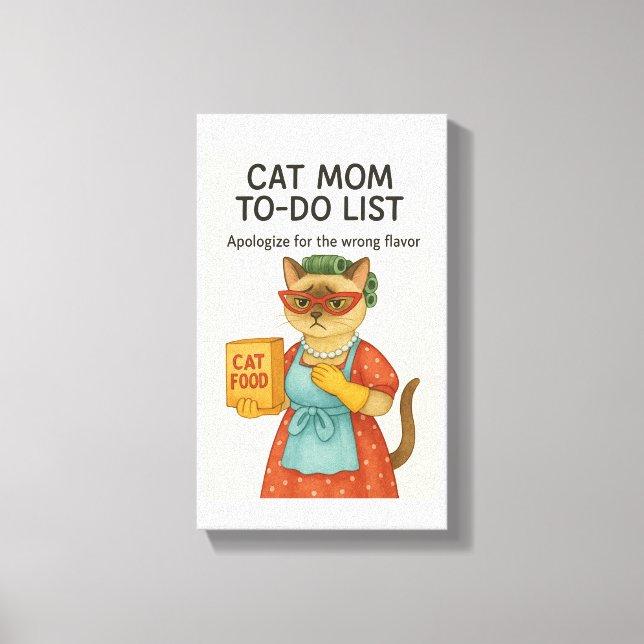 Cat Mom to do list funny saying for cat lovers Canvastryck (Framsida)