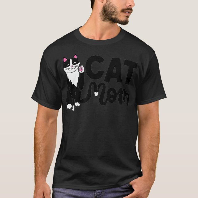 Cat Mom Tshirt, Cute Womens Cat , Cat Lover  T Shirt (Framsida)
