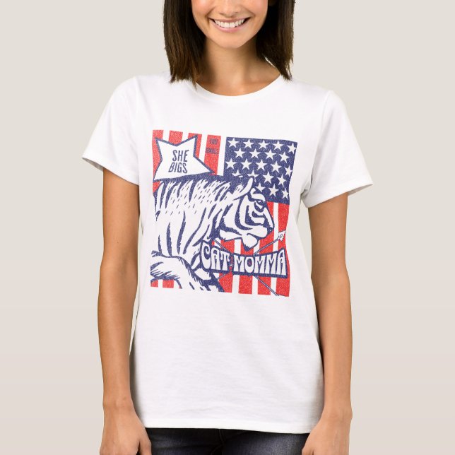 Cat Momma T-shirt för kattälskare i kattunge mor (Framsida)