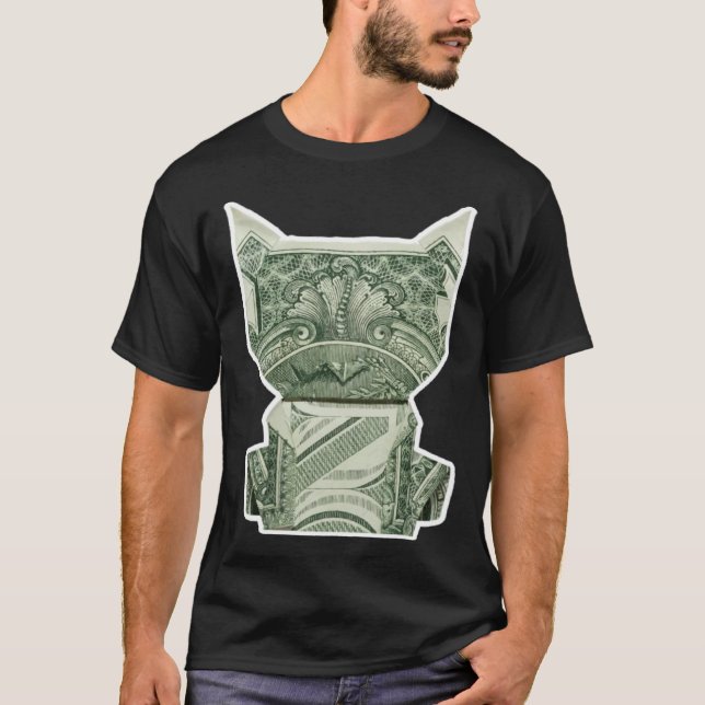 Cat Money Origami Cash T Shirt (Framsida)