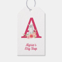 Cat Monogram och Rosa Blommigt Bouquet Merchandise