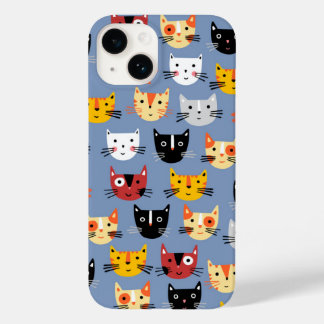 Cat Mönster Blue