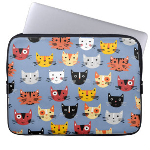 Cat Mönster Blue Laptop Fodral
