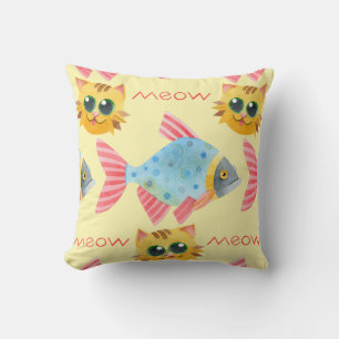 Cat Mönster Cute Colorful Pets Animals Kudde