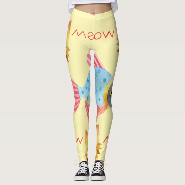 Cat Mönster Cute Colorful Pets Animals Leggings (Framsida)