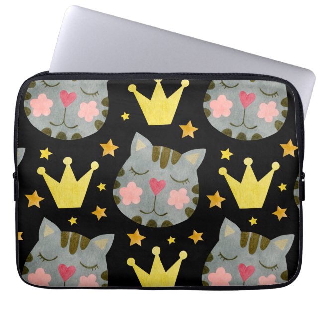Cat Mönster Cute Pets Animals Laptop Fodral (Framsidan)