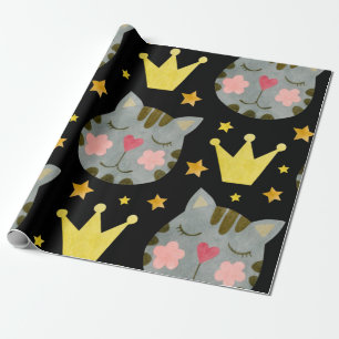 Cat Mönster Cute Pets Animals Presentpapper