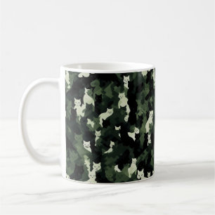 Cat Mönster Grönt Camouflage Kaffemugg