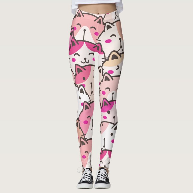 Cat Mönster - lustigt färgstarka sällskapsdjur Leggings (Framsida)