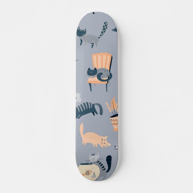 Cat mönster mini skateboard bräda 18,5 cm (Framsida)