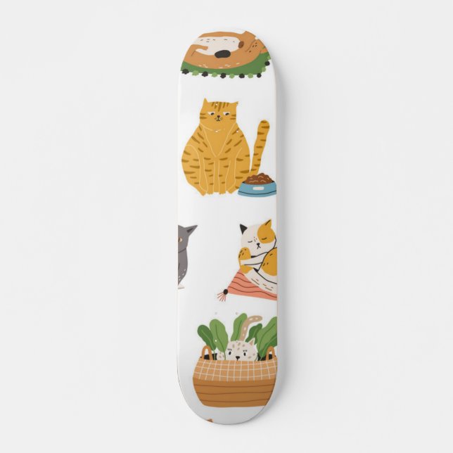 Cat mönster mini skateboard bräda 18,5 cm (Framsida)