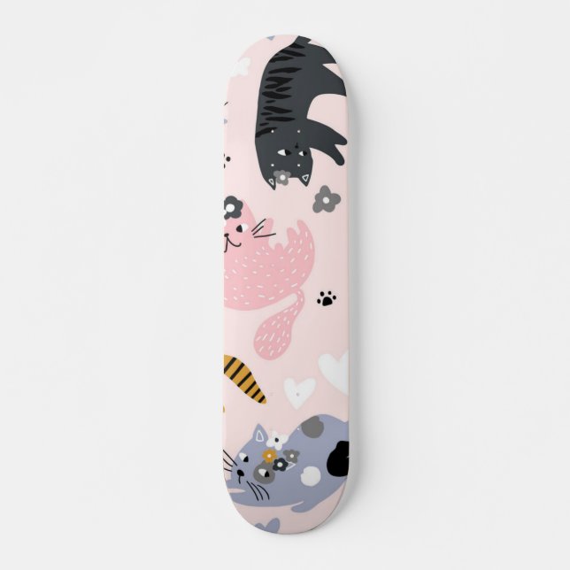 Cat mönster mini skateboard bräda 18,5 cm (Framsida)