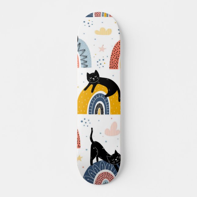 Cat mönster mini skateboard bräda 18,5 cm (Framsida)