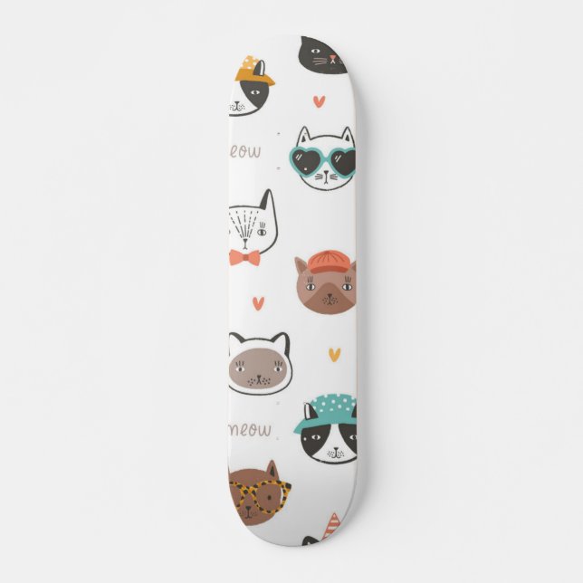 Cat mönster mini skateboard bräda 18,5 cm (Framsida)