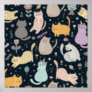Cat mönster poster