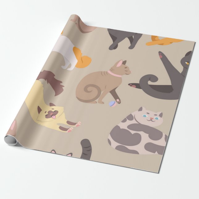 Cat mönster presentpapper (Utrullad)