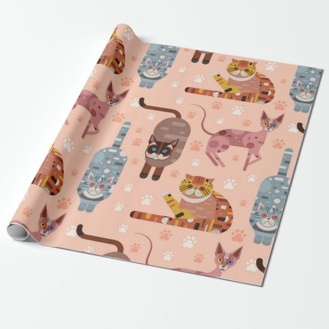 Cat mönster presentpapper (Utrullad)