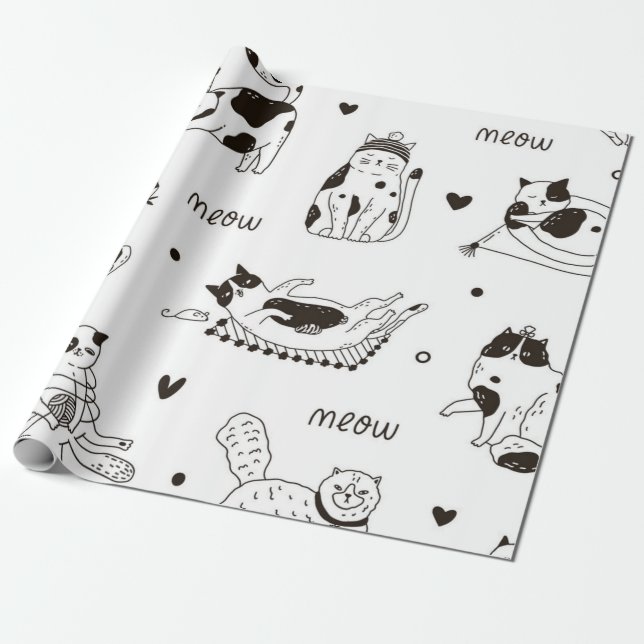 Cat mönster presentpapper (Utrullad)