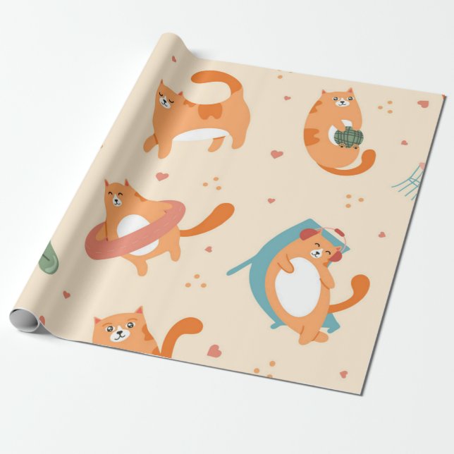 Cat mönster presentpapper (Utrullad)