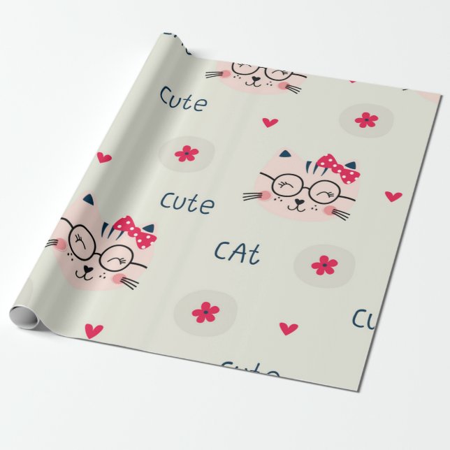 Cat mönster presentpapper (Utrullad)