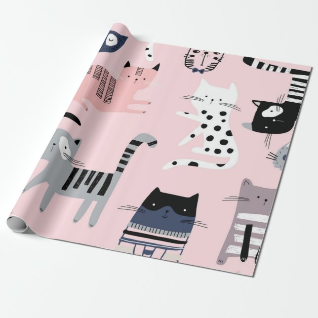 Cat mönster presentpapper (Utrullad)