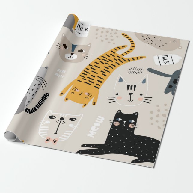 Cat mönster presentpapper (Utrullad)