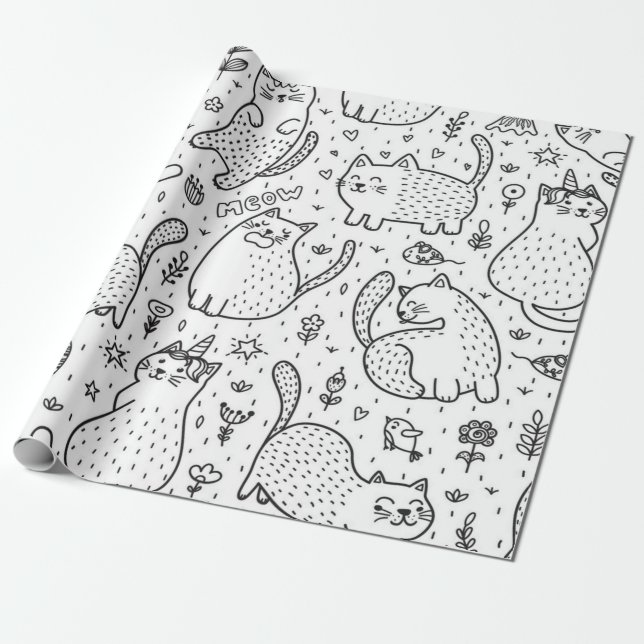 Cat mönster presentpapper (Utrullad)