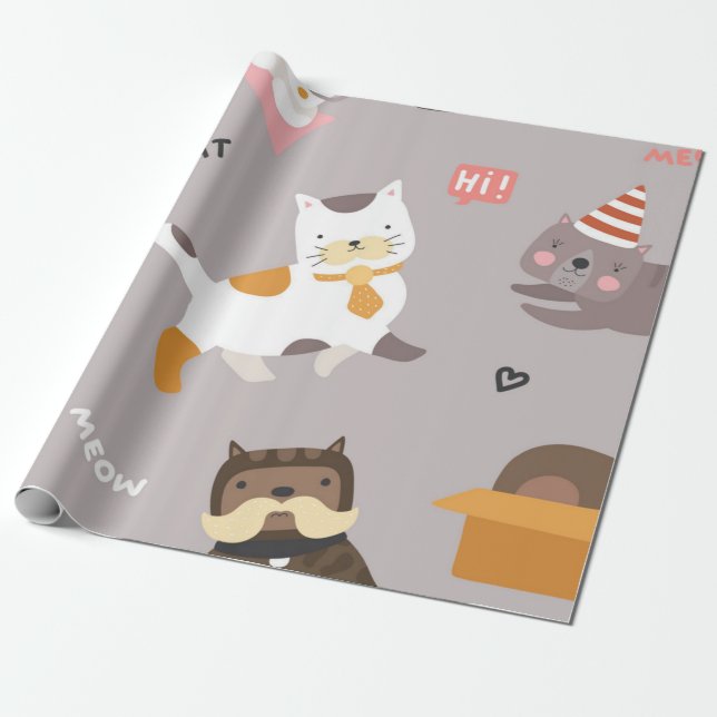Cat mönster presentpapper (Utrullad)