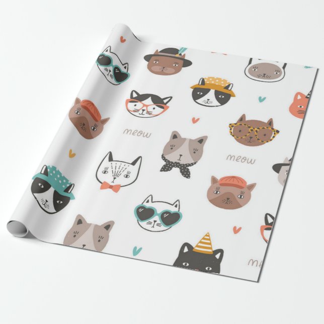 Cat mönster presentpapper (Utrullad)