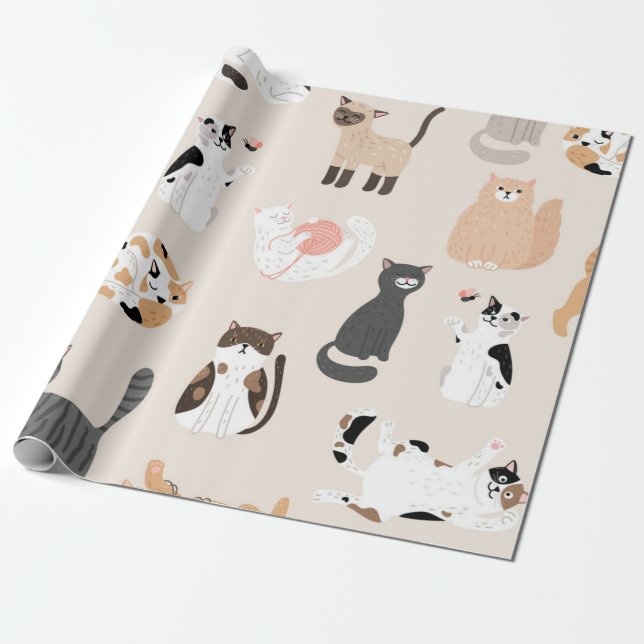 Cat mönster presentpapper (Utrullad)