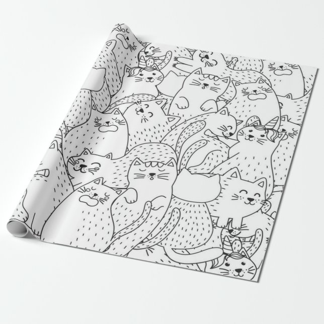 Cat mönster presentpapper (Utrullad)