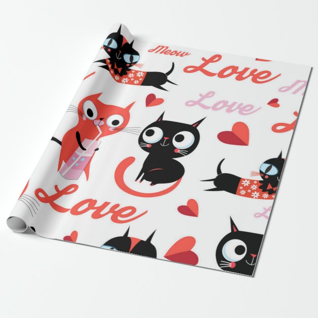 Cat mönster presentpapper (Utrullad)