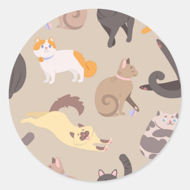 Cat mönster runt klistermärke (Framsida)