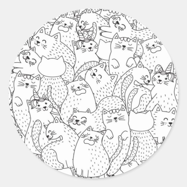 Cat mönster runt klistermärke (Framsida)