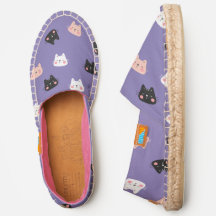 Cat Mönster Womens Lila Canvas Espadrilles Shoes