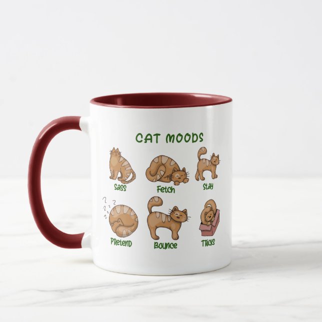 Cat Moods Pussy Cat dam Pet Funny Cat Mamma Mugg (Vänster)