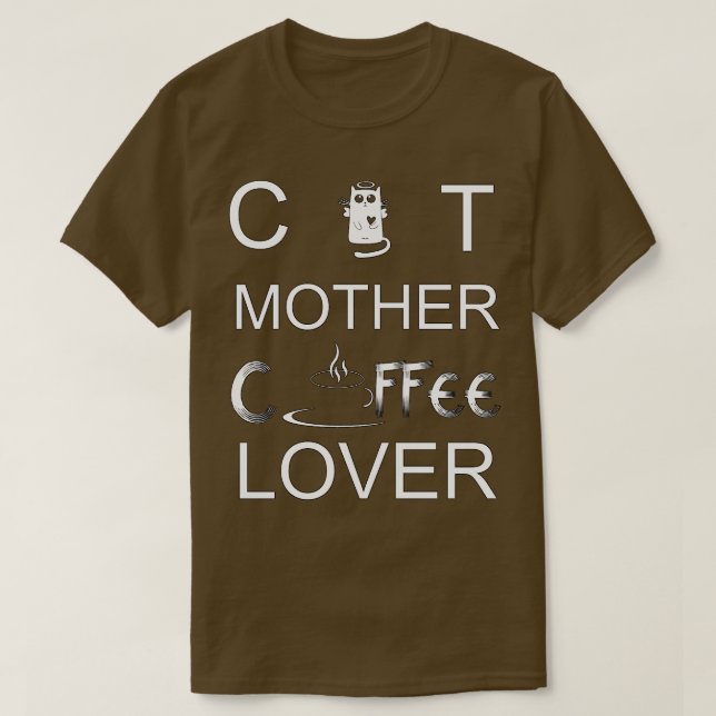 Cat Mor Coffee Älskare Black and Chocolate T Shirt (Design framsida)