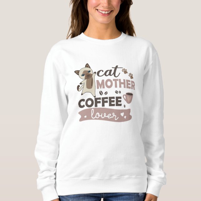 Cat Mor Coffee Älskare Cute Cats Siamese Cat T Shirt (Framsida)