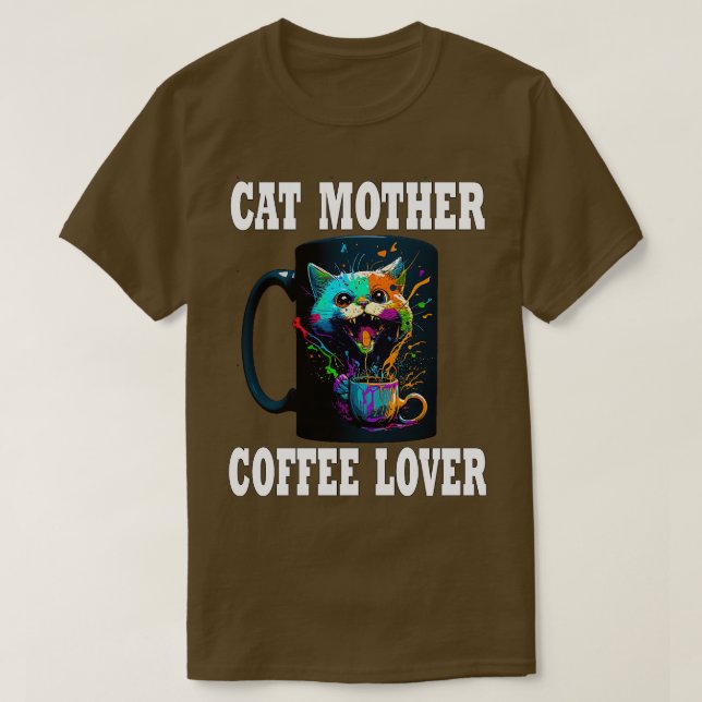 Cat Mor-kaffe Älskare 151 T Shirt (Design framsida)